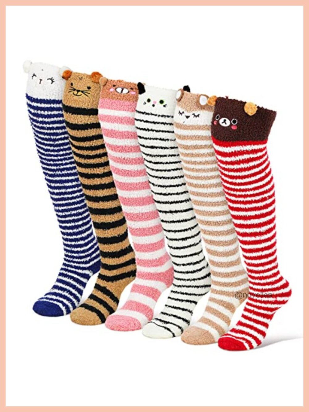 Thigh High Fuzzy Coral Fleece Socks 6 Pair Knee High Warm Cosy